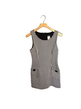 JFW Black White Houndstooth Sleeveless Tunic Dress Size Large